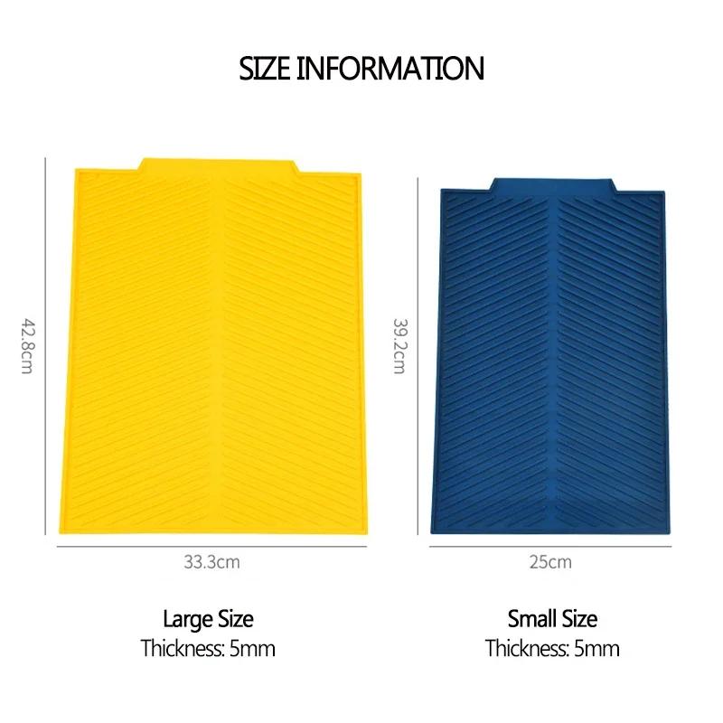 Non-slip Kitchen Silicone Drain Pad Storage Dish Cup Drying Mat Drainer Tray Anti-scald Potholder Placemat giallo
