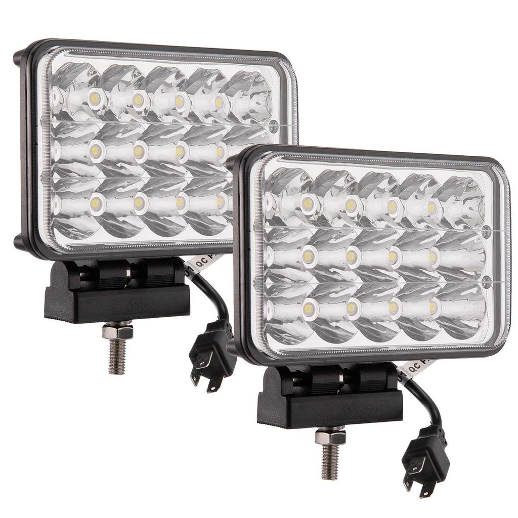 Lightronic Trailer Work 45W 6000K White Motorcycle Auxiliary Fishing Car Exterior Light with H4 IP68 Suitable for Farm and Camping 2-Pack Lights,