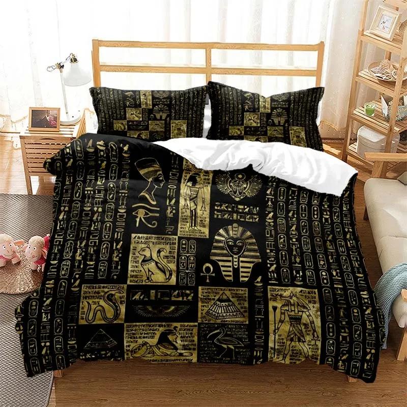 Comforter Mystery Egypt Egyptian Golden Anubis Print Bedding Set With Comforter Bed Single Twin Full Queen Kid Gift