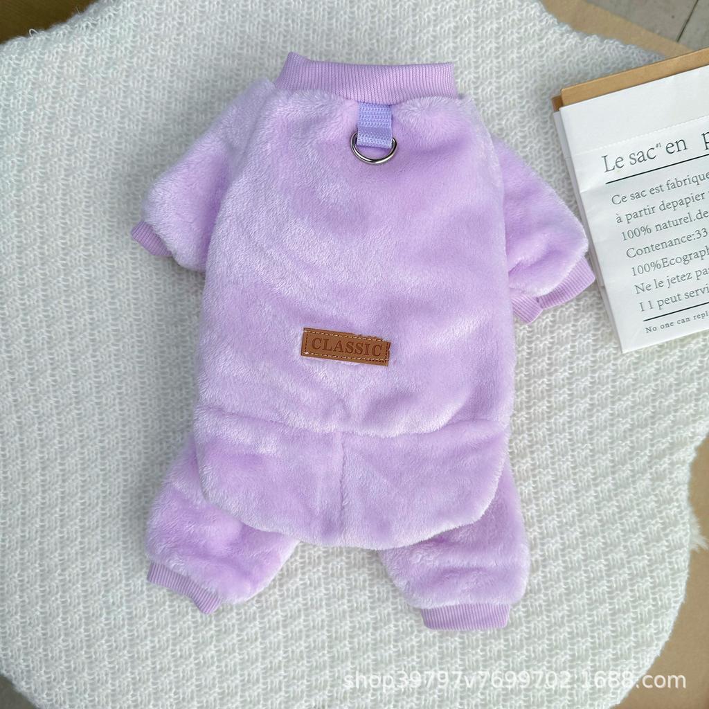 Pet Clothing Dog Four-legged Clothing Autumn and Winter Fleece Thickened Warm Pet Cat Clothes Cute Going Out
