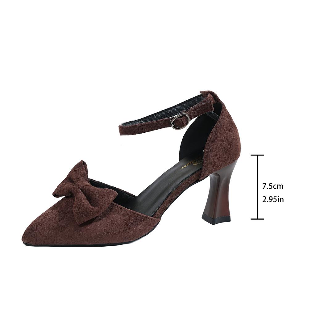 2026 Neue Mode Schleife Verziert Damen High Heel Sandalen Sommer Einfarbige Elegante Spitze Trendiger Taschenabsatz Sandalen