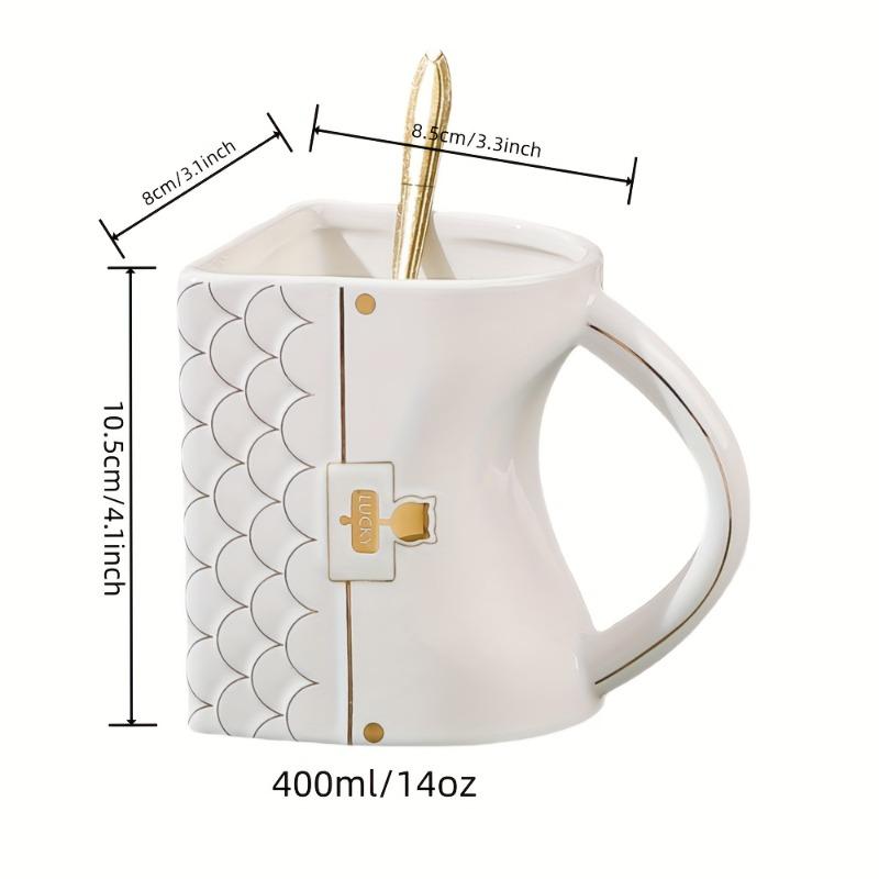 1pcs Bag-Shaped Mug Office Home Coffee Cup Stylish Handbag Design Ceramic Cup for Coffee & Drinks Mug 400ml