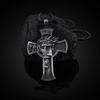 Mens Punk Hip Hop Necklace With Bird Head Cross Pendant Stainless Steel Box Chain Tone