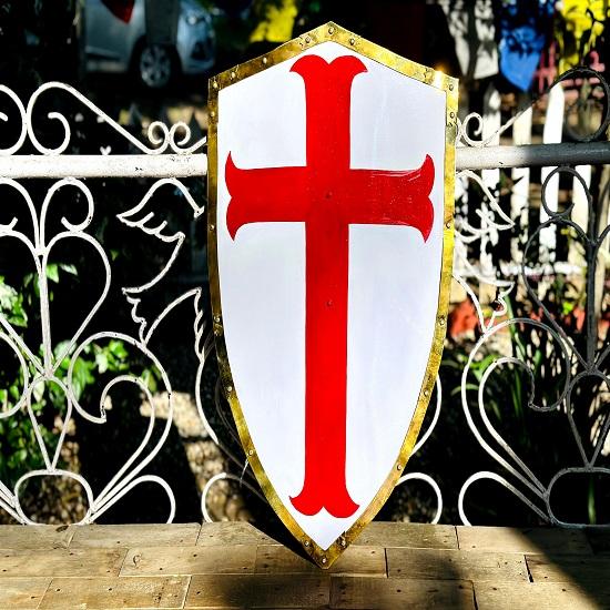 Medieval Heater Shield – Templar Cross Design, 60 Cm, Wall Décor & Role Play