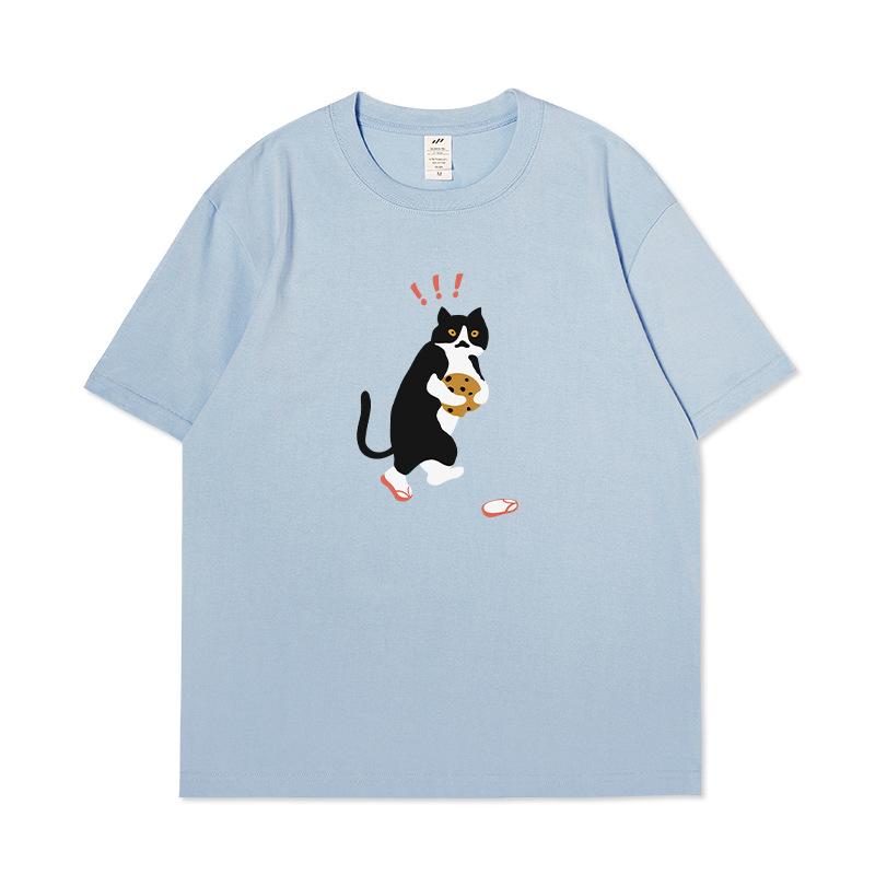 S1120693 Jugend-Kurzarm-T-Shirt mit Cartoon-Animal-Print-Top, Sommerkleidung