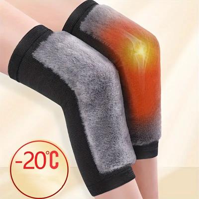 1 Paar warme Winter-Knieschoner für Damen und Herren, Knieschoner für kalte Beine älterer Menschen, Knieschoner zum Laufen aus Kaninchenfell