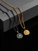 Stylish Round Sun Pattern Pendant Necklace for Men Gold Plated Stainless Steel Vintage Necklace Waterproof Fashion Jewelry