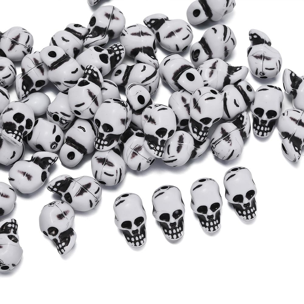 30pcs/Lot Skull Beads Acrylic Spacer Bead for Bracelet Necklace Earrings DIY Jewelry Making Accessories Halloween Decoration