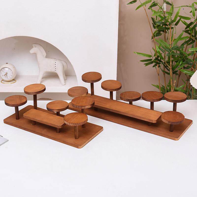Wooden Multi-Tiered Coffee Cup Aromatherapy Perfume Figurine Display Stand Jewelry Storage Rack