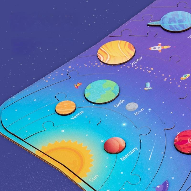 Eight Planets Puzzle Montessori Wooden Toys Earth Sun Solar System Planets Planets Cognition Educational Toys Children Gifts