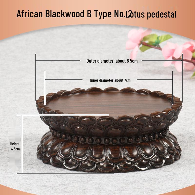 Ebenholz Guanyin Bodhisattva Lotus Sockel, Massivholz geschnitzter runder Opfertablettständer