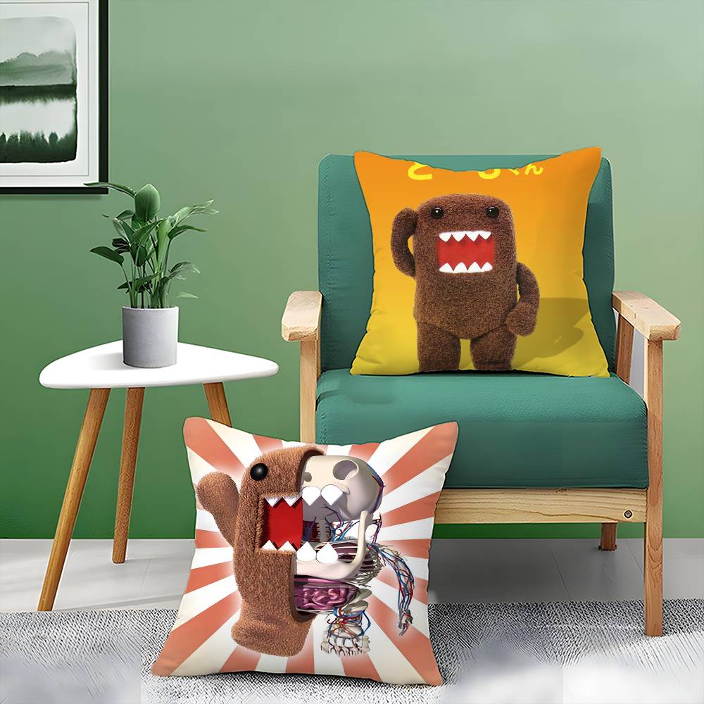 Popular Cartoon Characters Domo-kun-Fun Pillow Case Comfort Sofa Bed Silky Elegant Invisible Zipper Decorative Cushion Cover
