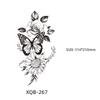 Waterproof Black & White Sketch Flower Half Sleeve Tattoo Stickers