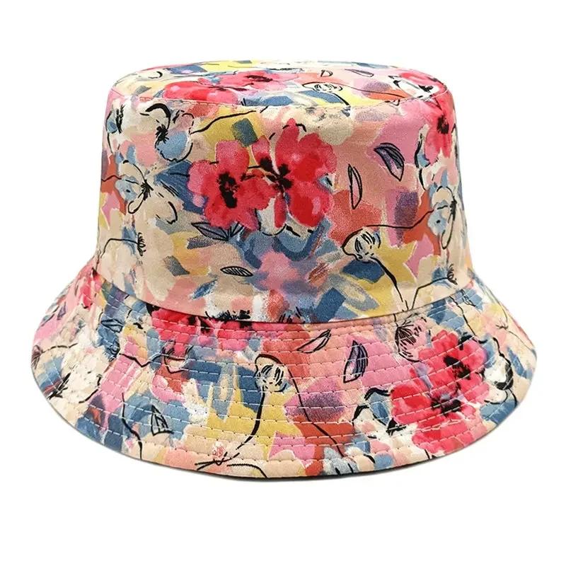 Spring and Summer Polyester Print Bucket Hat Fisherman Hat Outdoor Travel Sun Cap for Men and Women 169