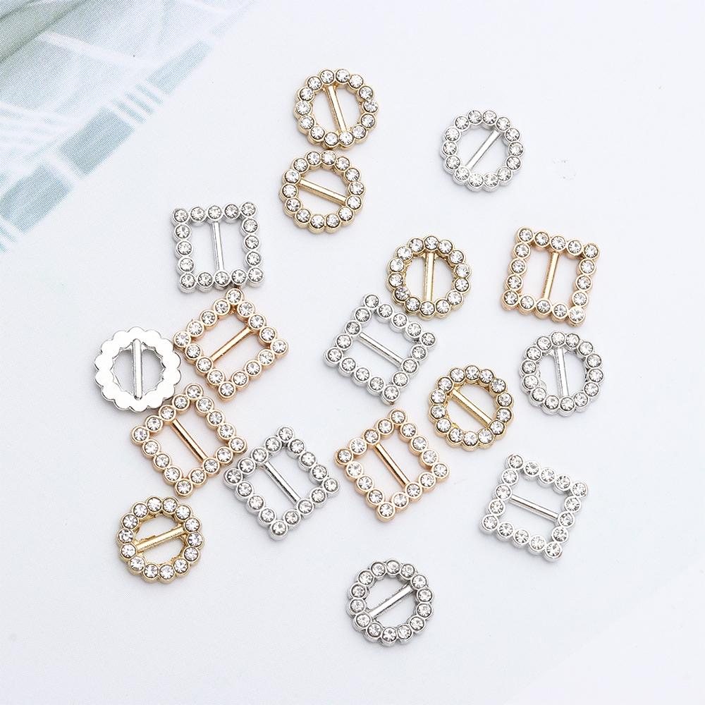 10Pcs 5MM Tri-glide Diamond Buckle Round/Square Belt Buttons Mini Ultra-small Diy Dolls Buckles Stuffed Toys Doll Bags Accessory