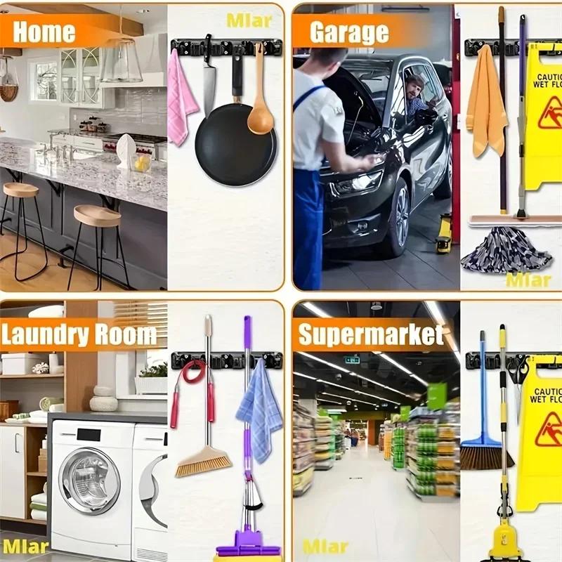 1pc Heavy Duty Mop and Broom Holder Wall Mount - Garage and Laundry Room Storage Rack