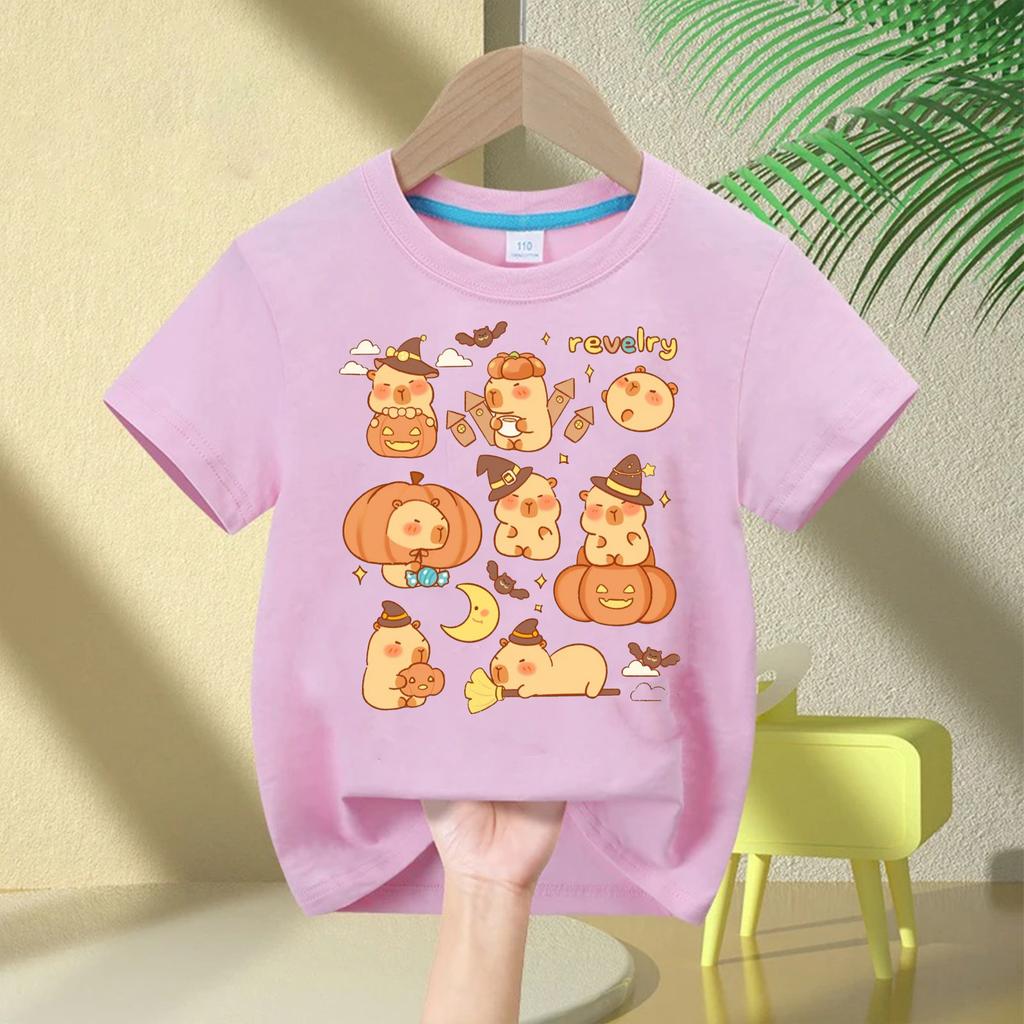 2025 Summert Shirt  New Trend Capybara Printing Cute Children's Short-Sleeved T-Shirt Cute Comfortable Versatile Boy and Girl T-Shirt