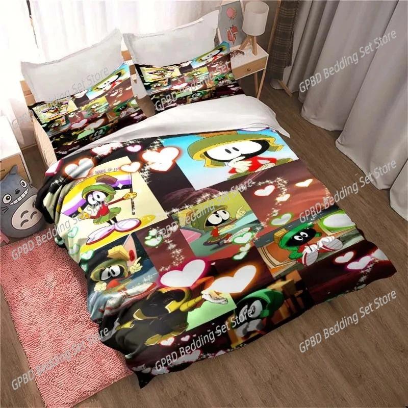 Cartoon Marvin Martian Comfortable Duvet Quilt Cover Pillowcase Bedding Set Children Bedroom Decoration Home Textile