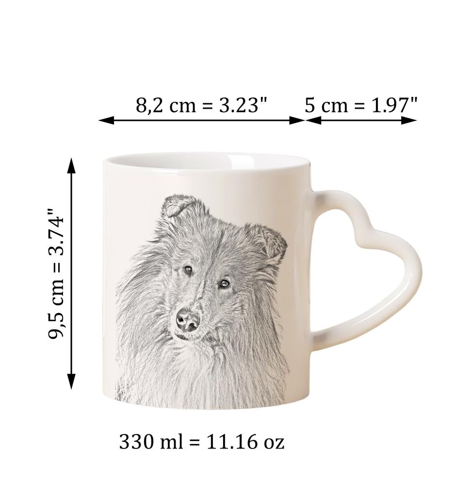 Collie Rough, Long-Haired Collie - Cup with a Dog, Adorable Cup with a Heart-shaped Handle, Universal Gift from the Art-Dog Brand