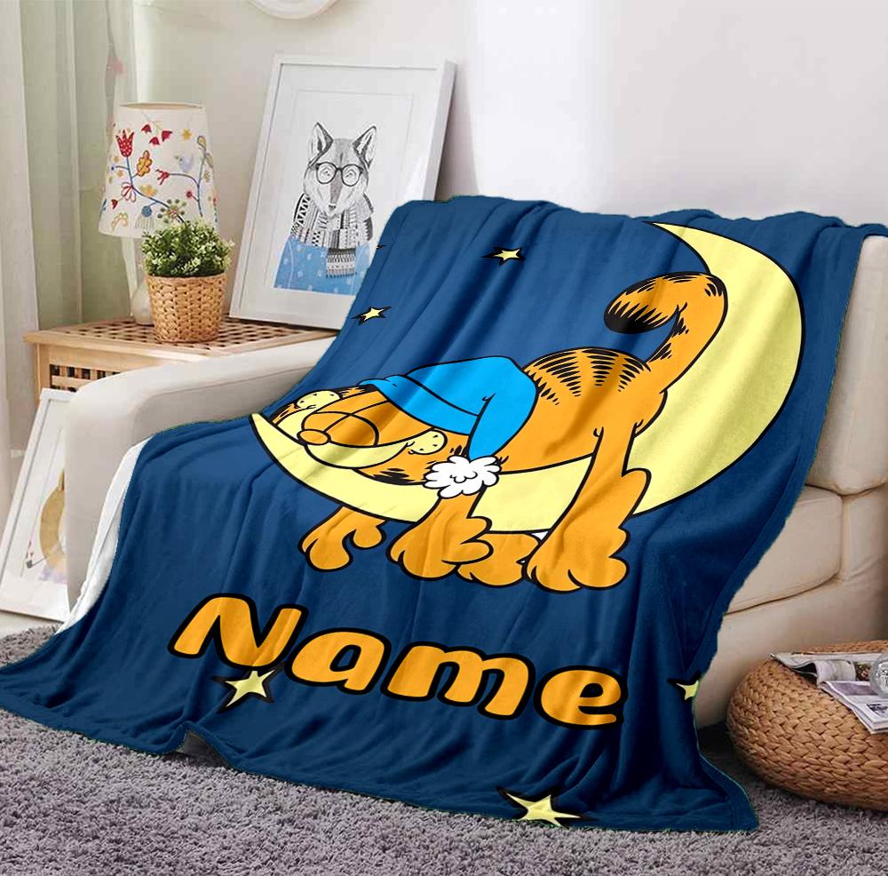Custom Name Garfield Dreams Flannel Blanket Throw Blanket Soft Warm Sofa Bed Decor Unique Gift