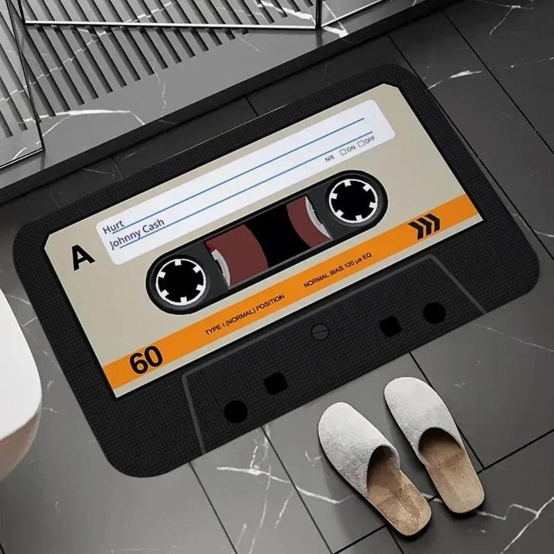 

Music Mat Bathroom Carpet Home Entrance Welcome Non Slip Doormat Rug for Kitchen Retro Cassette Tape Bath Mats 50X80cm
