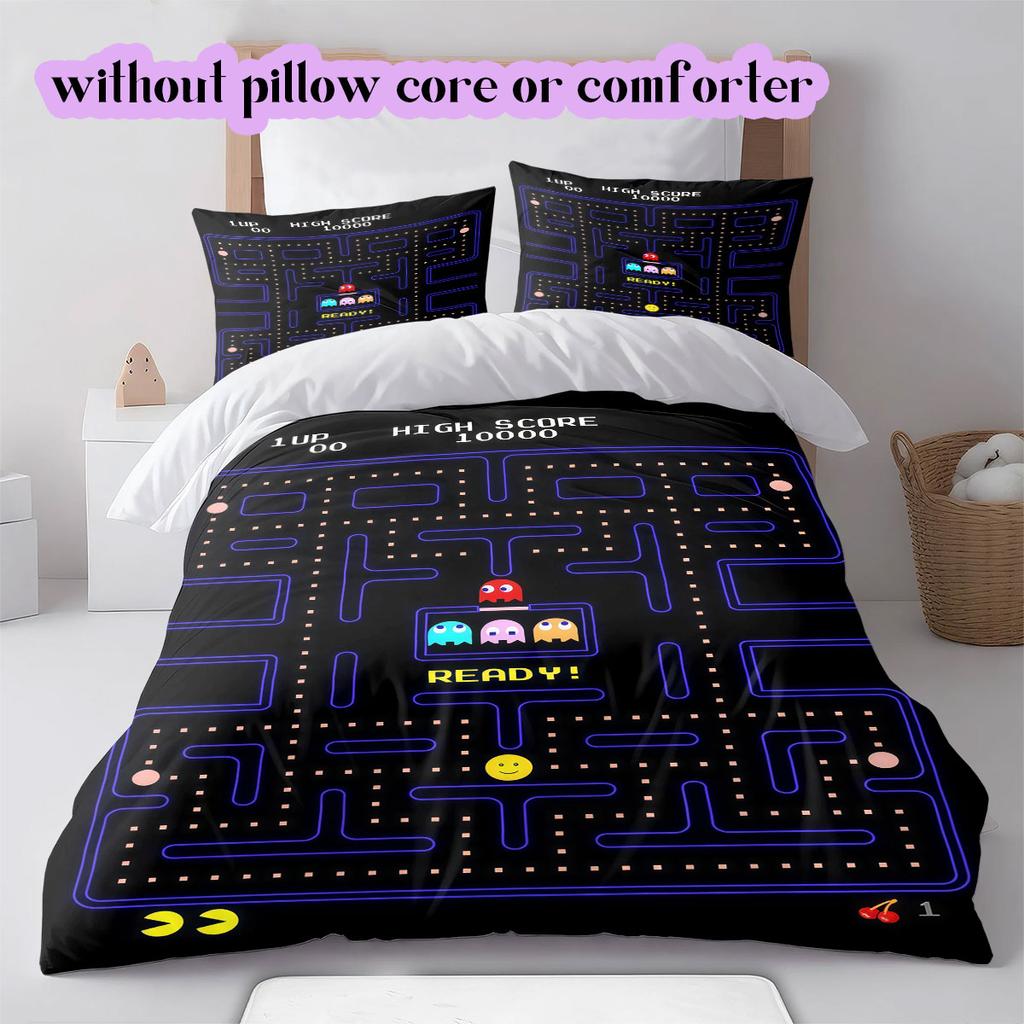 PacMan Anime Soft and Comfortable Duvet Cover, Children's Bedding Set Gift, Extra Large Size, Various Sizes Available