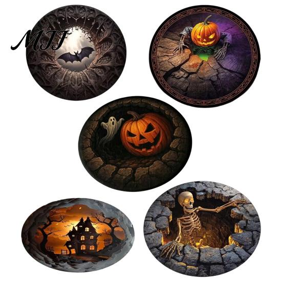 Indoor Holiday Theme Rug Halloween Round Area Rug, 3D Optical Illusion Doormat for Living Room, Scary Floor Mat Non Slip Absorbent Mat, Washable
