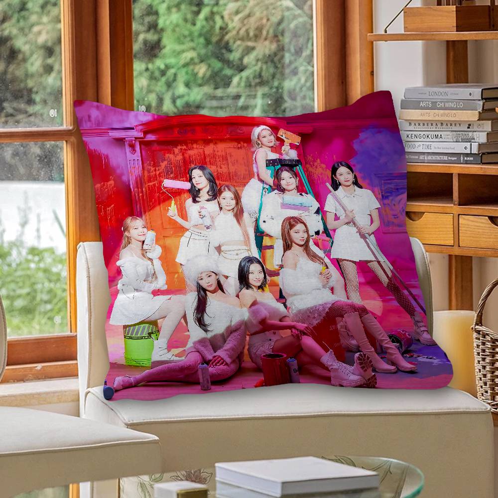 Fromis_9 Kpop Girl Group Cushion Cover Car Throw Pillow Case For Sofa Car Christmas Gift 40x40cm 45x45cm