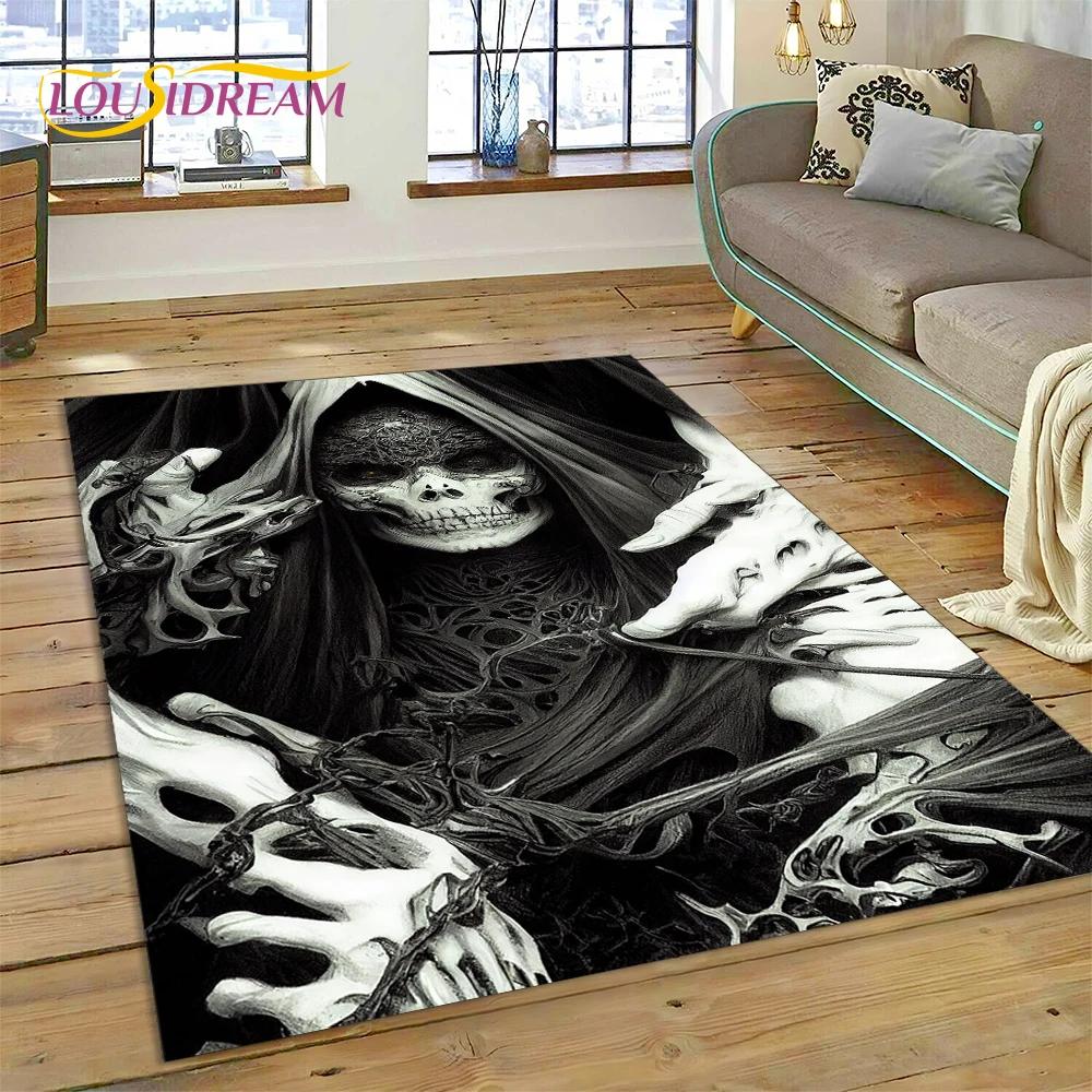 Style Gothic Horror Character Skull Ghost Spirit Carpet Rug for Bedroom Living Room Home Sofa Decoration, Decor Floor Mat