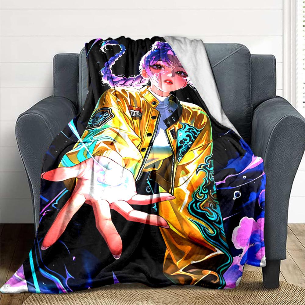 1PC Huntrix, K POP Blanket, Throw For Sofa, Bed, Travel, Camping, Livingroom,