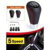 Universal 5 Speed Manual Leather Red Stitch Gear Shift Knob Car Gear Stick Shift Knob Lever Manual Transmission M8 M10 M12