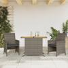 Vidaxl 3-Cz. Bistro Furniture Set with Cushions, Grey, Poly Rattan