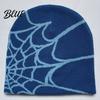 Halloween Party Cap Jacquard High Print Knitted Spider Web Winter Hat Unisex Beanie Elasticity Anti-shrink
