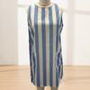 Vestido Casual para Mujer, Minivestido Camiseta sin Mangas de Cuello Redondo, Vestido de Verano a Rayas para Vacaciones con Bolsillos