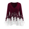 Elegant Women Ladies Long Sleeve V Neck Patchwork Tunic Tops For Casual Comfort