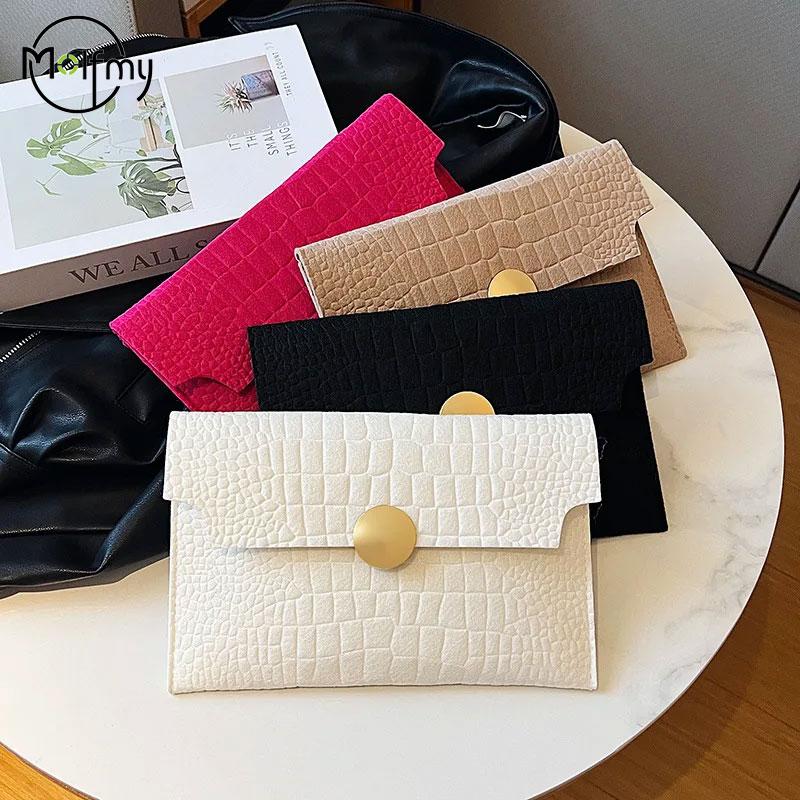 Women Felt Wallet for Women Coin Purse Large Capacity Fashi Small Coin Envelope Bag Wallet Closure Solid candy colors Handbag