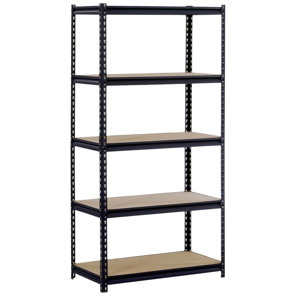 45 X 90 X 180cm 5 Tiers Powder Coated Storage Rack Black Office Furniture
