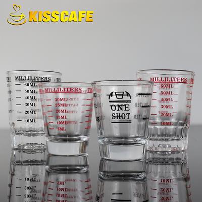 30ML/60ML/90ML Glasmessbecher Skala Zubehör Espresso Shotglas Flüssigkeitsglas Unzenbecher Küchenmessung Kaffee Werkzeug Barista