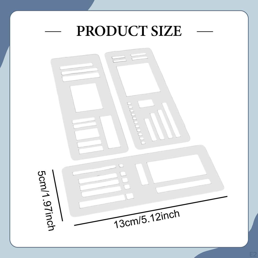 3 Pieces Flexible Record Templates Planner Stencil Set Handmade Versatile Stencils Drafting Tools