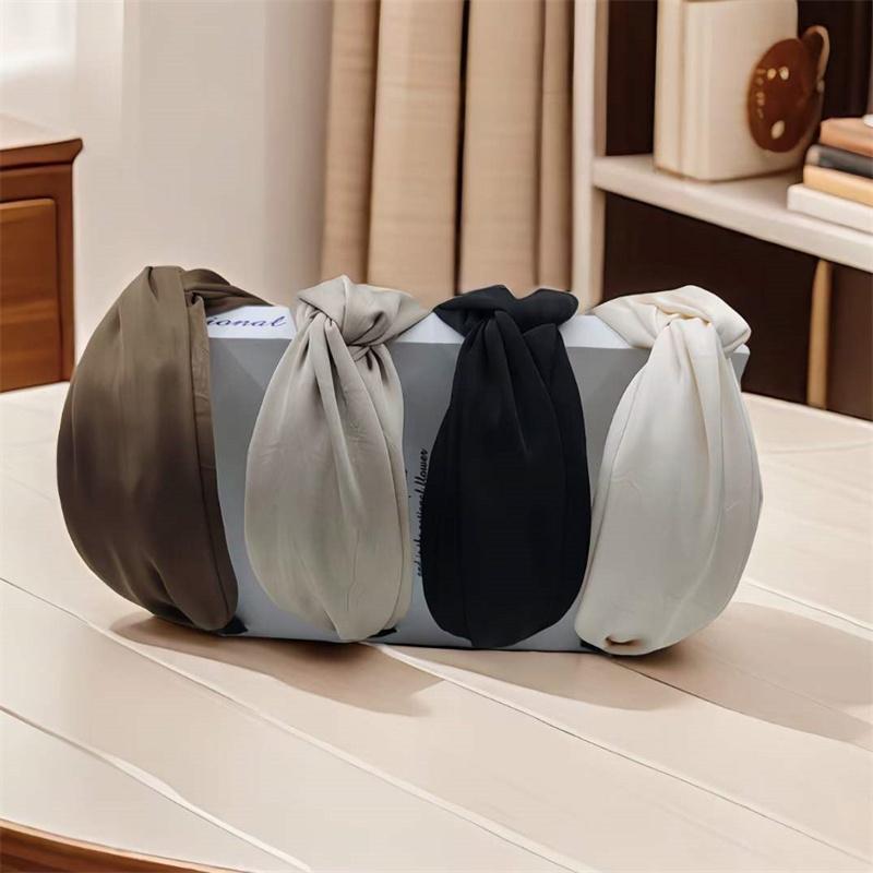 Women Wide Brimmed Embossing Crepe Satin Cloth Knot Hairbands Fashion Female Casual Shopping Hair Hoop Accessories