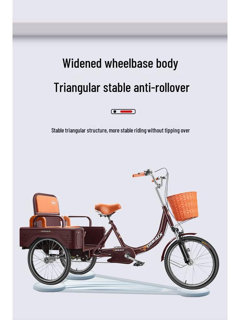 New Lightweight Manual Tricycle for Elderly - Adult Commuter & Cargo Bike