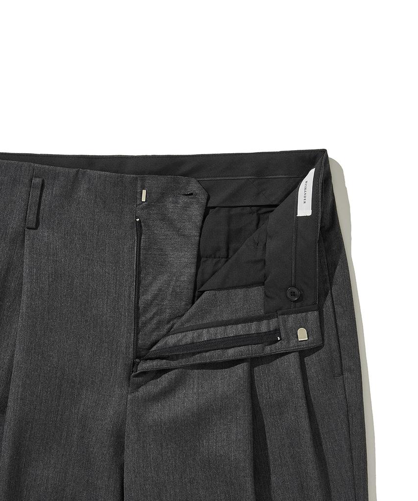 HISHANDER Unset Two Pleats Pants Gray