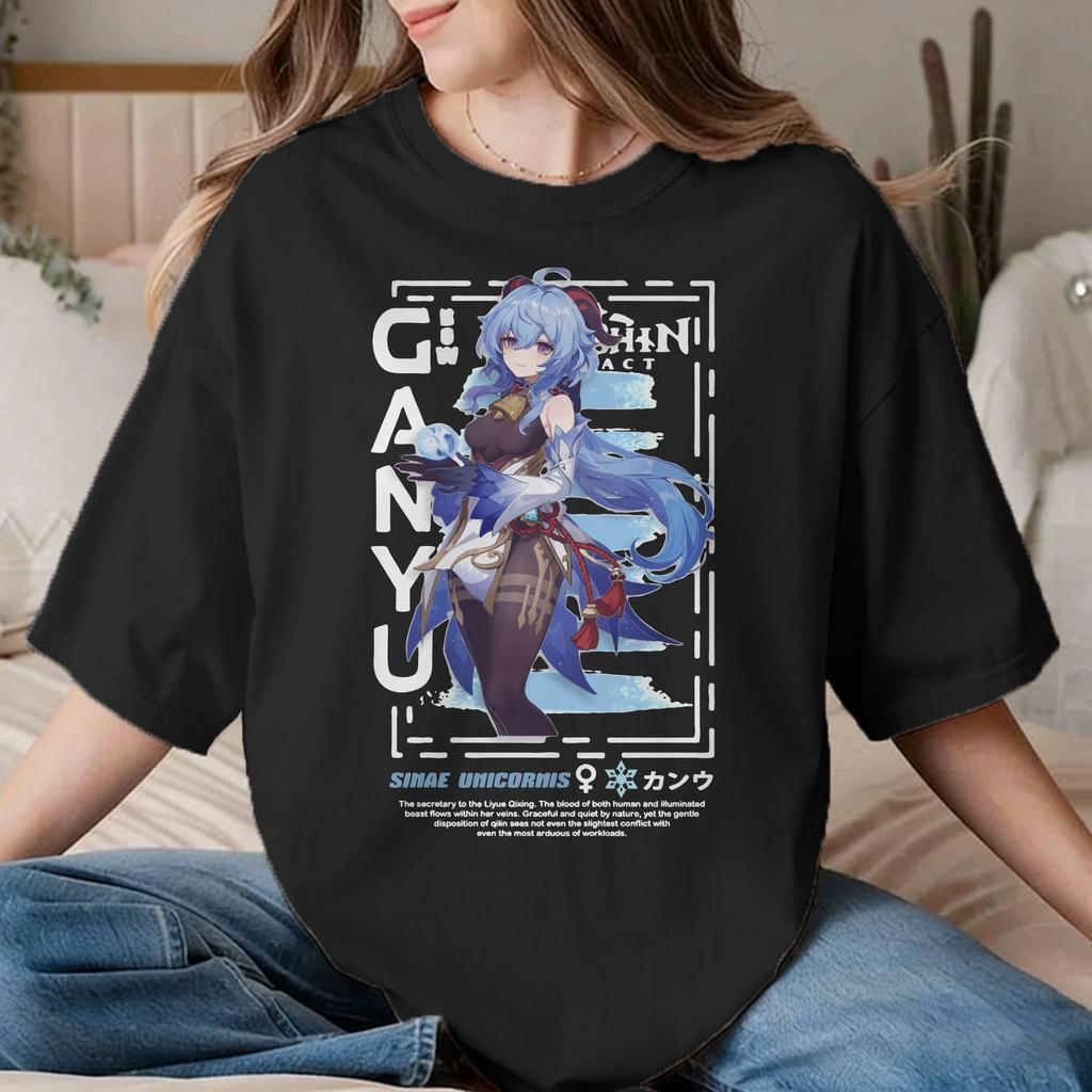Genshin Impact Ganyu TShirt Unisex Unisex Hipster 100 Cotton Tee Shirt Crewneck Short Sleeve T Shirt Summer Tops