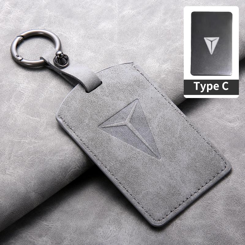 For Changan Deepal S7 SL03 NFC Card Sheepskin Car Key Case Remote Cover Shell Keychain Ring Holder Fob Bag Interior Accessories