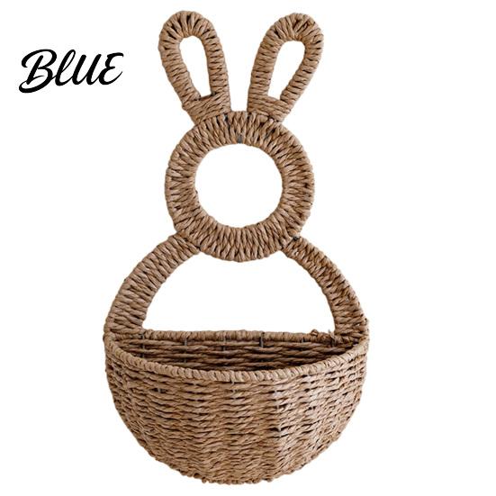 Space Saving Hanging Basket Easter Bunny Woven Basket Handmade Rabbit Rustic Wall Spring Seasonal Decor for Dried or Faux Flowers Plants Farmhouse