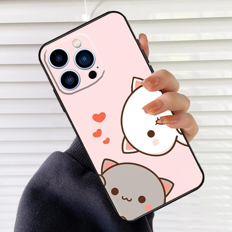 Cartoon Cute Cats Phone Case For iPhone 16 15 14 13 11 12 17 Pro Max mini 15 16 Plus 16e 17 Air Cover Fundas