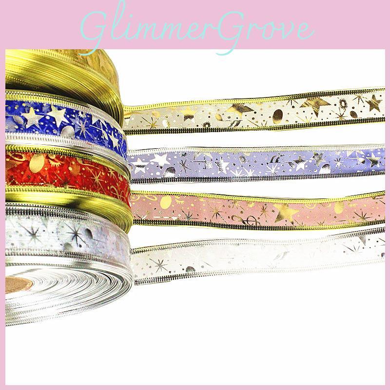 Versatile 100 Yard 2.5cm Wide Shimmering Ribbon In Red Blue Silver Gold Perfect For Holidays