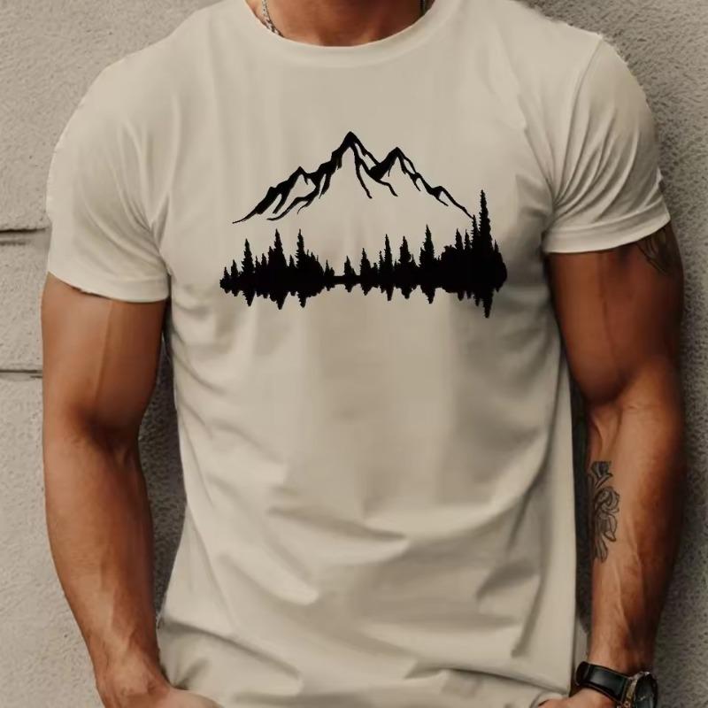 Men's Mountain Tree Print T-Shirt Breathable Casual Street Trend 3D Printing