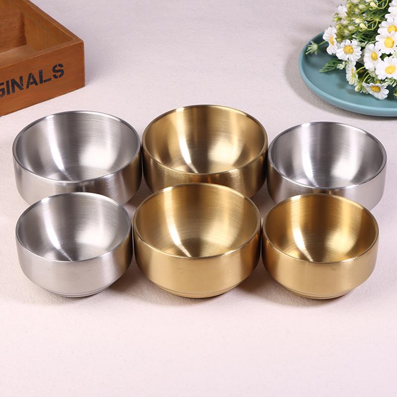 Korean Style 304 Double-layer Thick Durable Stainless Steel Rice Bowl Soup Rice Bowl Cuisine Home Child Small Bowl Cuisine