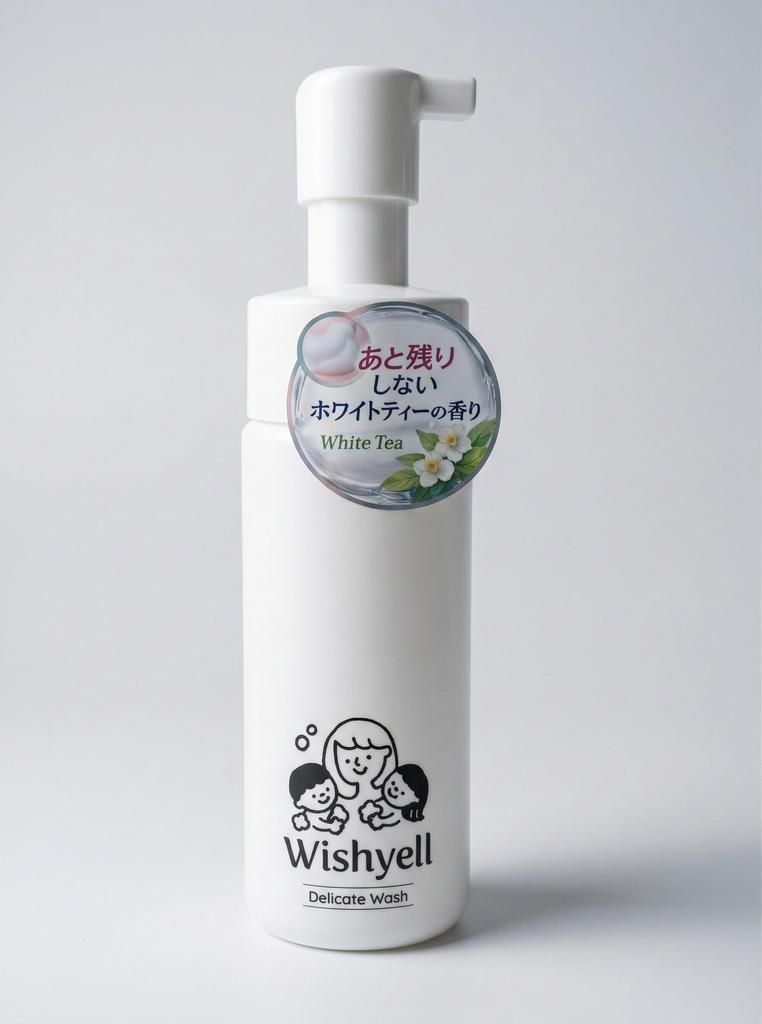 Wishyell Delicate Wash - Suitable for both mother and child. Delicate zone soap with white tea scent. Moisturizing and odor-care. Foaming type. 150ml